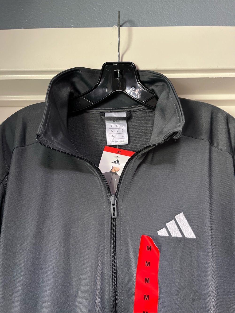 Mens Medium Adidas 3 Stripe Tricot Track Jacket And Pant Gray White Set Suit New - Picture 4 of 16